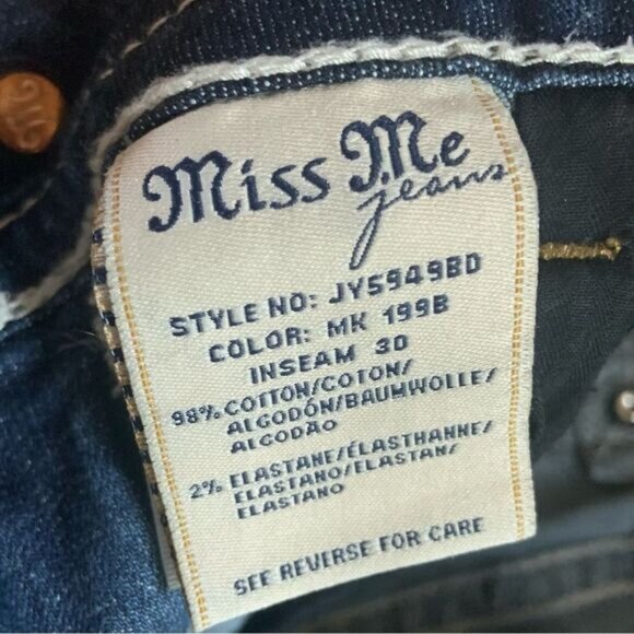 MISS ME Women’s Peace Sign Embellished JY5949BD Bootcut Jeans Size 28 - Picture 14 of 16